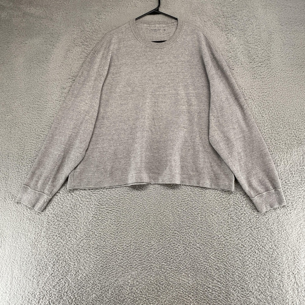 Abercrombie & Fitch Sweater Mens XXL Gray Waffle Knit Cropped Soft A&F Lounge